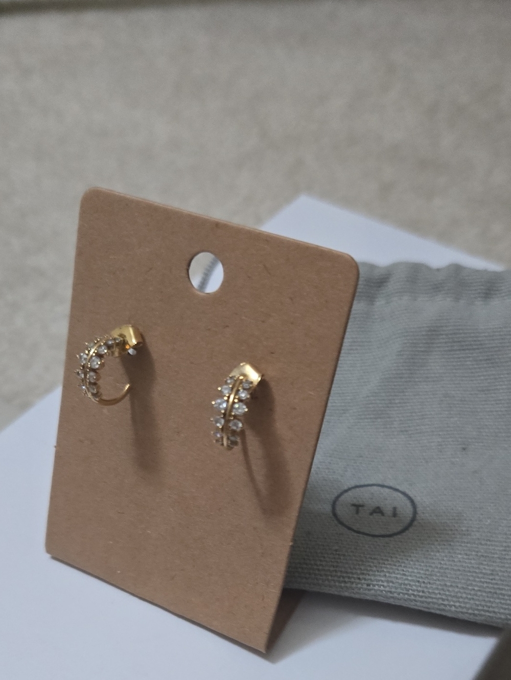 Tai Gold Hoop Earrings with Clear Crystals